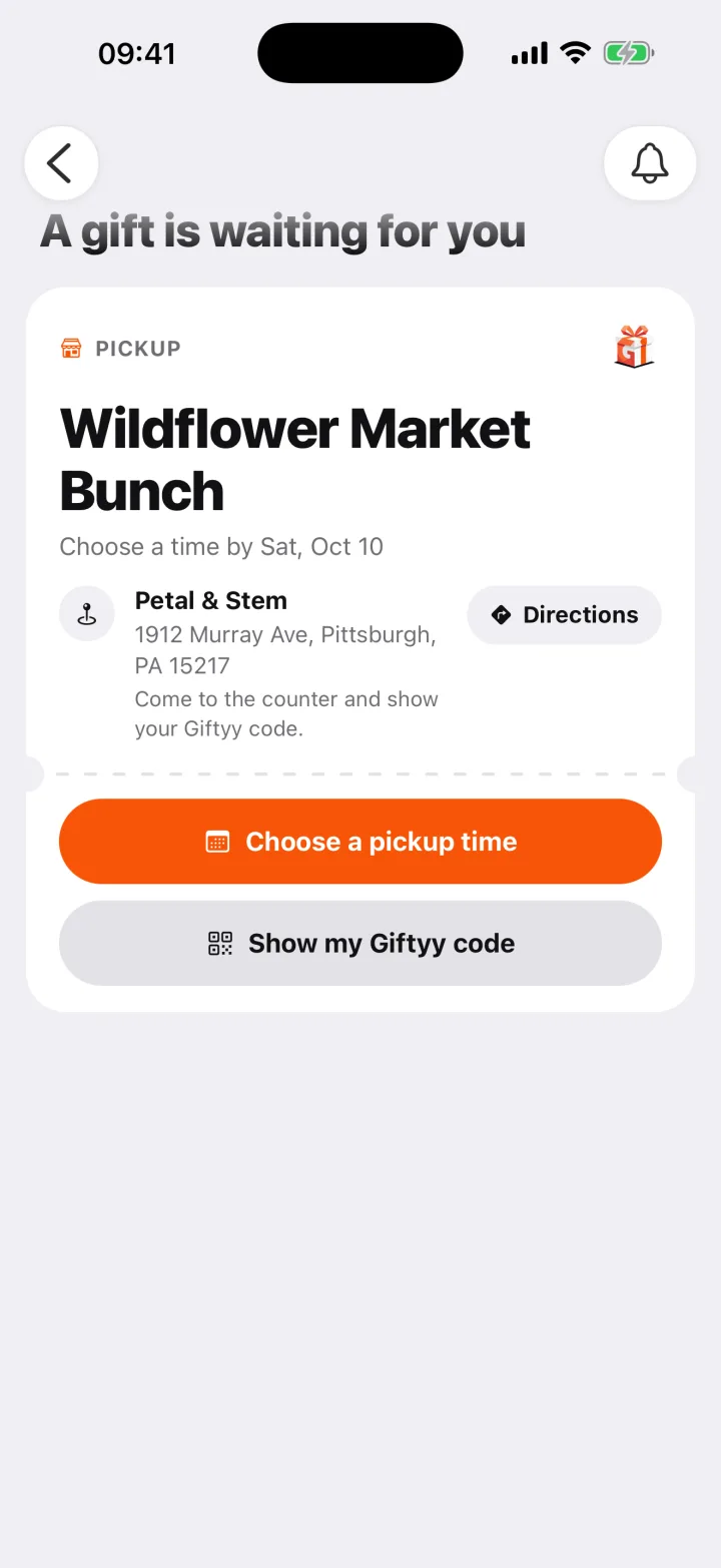 A gift is waiting for you: Wildflower Market Bunch from Petal & Stem, ready for pickup